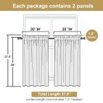 Lecloud Bessie White Kitchen Curtains 36 Inch Length 2 Panels Set, Faux Linen Textured Tier Curtains Short, Light-Filtering Window Treatments for Basement Bathroom, Each 30 W x 36 L