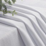 Lecloud Bessie White Kitchen Curtains 36 Inch Length 2 Panels Set, Faux Linen Textured Tier Curtains Short, Light-Filtering Window Treatments for Basement Bathroom, Each 30 W x 36 L