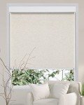Persilux Free-Stop Cordless Roller Shades for Windows (Cream 22"W x 72"H) Natural Woven Fabric Light Filtering Roller Blinds, UV Protection Privacy Window Blinds for Windows, Home, Living Room, Office