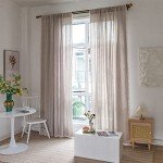 RoomTalks Boho Farmhouse Curtains for Bedroom Living Room 84 Inch Length in Tan French Cabin Rustic Country Cute Cotton Polyester Window Curtain Panels Bohemian Chic Tassel Draperies, 84’’L x 52’’W