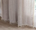 RoomTalks Boho Farmhouse Curtains for Bedroom Living Room 84 Inch Length in Tan French Cabin Rustic Country Cute Cotton Polyester Window Curtain Panels Bohemian Chic Tassel Draperies, 84’’L x 52’’W