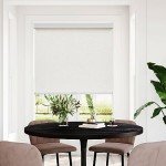 Persilux Free-Stop Cordless Roller Shades for Windows (Cream 22"W x 72"H) Natural Woven Fabric Light Filtering Roller Blinds, UV Protection Privacy Window Blinds for Windows, Home, Living Room, Office