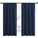 NICETOWN Bedroom Curtains Blackout Draperies - All Season Thermal Insulated Solid Rod Pocket Top Blackout Curtains/Drapes for Kid's Room (Navy, 1 Pair, 42 x 63 Inch)