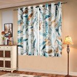 SUBRTEX Printed Curtains Room Darkening for Bedroom Living Room Kids Room Dining Room Valance Colorful Window Drapes 2 Panel Set (52'' x 63'', Blue)