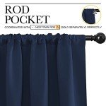 NICETOWN Bedroom Curtains Blackout Draperies - All Season Thermal Insulated Solid Rod Pocket Top Blackout Curtains/Drapes for Kid's Room (Navy, 1 Pair, 42 x 63 Inch)