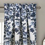 Lush Decor Tanisha Curtains - Light Filtering Window Panel Set, Pair - Floral Vine Print, Beautiful, Modern, Elegant Home Decor - 52" W x 84" L, Navy & White