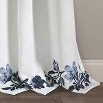 Lush Decor Tanisha Curtains - Light Filtering Window Panel Set, Pair - Floral Vine Print, Beautiful, Modern, Elegant Home Decor - 52" W x 84" L, Navy & White