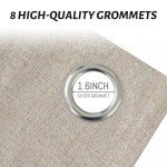 Yakamok Natural Linen Curtains 100% Blackout 84 Inches Long,Room Darkening Textured Curtains for Living Room Thermal Grommet Bedroom Curtains 2 Panels with Greyish White Liner