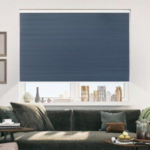 Allesin Cellular Shades Cordless Blackout Honeycomb Blinds for Indoor Windows, Thermal Insulated Window Shades Noise Reduction, Easy to Install, Perfect for Bedroom/Living Room, Blue - H64 x W35