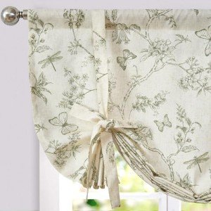 jinchan Linen Floral Valance Tie up Curtains for Small Windows 45 Inch Farmhouse Kitchen Cafe Curtains Rod Pocket Country Tropical Flower for Laundry Bathroom Rod Pocket 1 Panel Sage Green