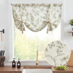 jinchan Linen Floral Valance Tie up Curtains for Small Windows 45 Inch Farmhouse Kitchen Cafe Curtains Rod Pocket Country Tropical Flower for Laundry Bathroom Rod Pocket 1 Panel Sage Green