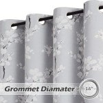 FMFUNCTEX 100% Blackout Floral Curtains for Bedroom, Grey Curtains 63 inch Length Blossom Flower Patterned for Living Room,Thermal Insulated Drapes Farmhouse, Grommet Top 2 Panels (White on Grey)