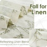 jinchan Linen Floral Valance Tie up Curtains for Small Windows 45 Inch Farmhouse Kitchen Cafe Curtains Rod Pocket Country Tropical Flower for Laundry Bathroom Rod Pocket 1 Panel Sage Green