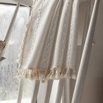 Deeprove White Boho Curtains 72 inches Long with Tassel for Bedroom Living Room, Bohemian Moroccan Diamond Embroidery Rustic Farmhouse Cotton Linen French Country Window Drape, W52 x L72, 1 Panel