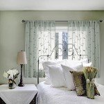 HOMEIDEAS Sage Green Sheer Kitchen Curtains 52 x 45 Inch Length 2 Panels Embroidered Leaf Pattern Short Curtains for Bedroom Half Small Window Rod Pocket Tiers