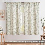 jinchan Linen Floral Valance Tie up Curtains for Small Windows 45 Inch Farmhouse Kitchen Cafe Curtains Rod Pocket Country Tropical Flower for Laundry Bathroom Rod Pocket 1 Panel Sage Green