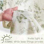 jinchan Linen Floral Valance Tie up Curtains for Small Windows 45 Inch Farmhouse Kitchen Cafe Curtains Rod Pocket Country Tropical Flower for Laundry Bathroom Rod Pocket 1 Panel Sage Green