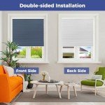 Allesin Cellular Shades Cordless Blackout Honeycomb Blinds for Indoor Windows, Thermal Insulated Window Shades Noise Reduction, Easy to Install, Perfect for Bedroom/Living Room, Blue - H64 x W35