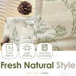 jinchan Linen Floral Valance Tie up Curtains for Small Windows 45 Inch Farmhouse Kitchen Cafe Curtains Rod Pocket Country Tropical Flower for Laundry Bathroom Rod Pocket 1 Panel Sage Green