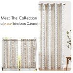 jinchan Boho Kitchen Curtains Linen Tier Curtains 36 Inches Bohemian Cafe Small Drapes Striped Mudcloth Farmhouse for Bathroom RV Camper Light Filtering Rod Pocket 2 Panels Black on Beige