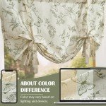 jinchan Linen Floral Valance Tie up Curtains for Small Windows 45 Inch Farmhouse Kitchen Cafe Curtains Rod Pocket Country Tropical Flower for Laundry Bathroom Rod Pocket 1 Panel Sage Green