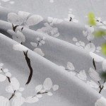 FMFUNCTEX 100% Blackout Floral Curtains for Bedroom, Grey Curtains 63 inch Length Blossom Flower Patterned for Living Room,Thermal Insulated Drapes Farmhouse, Grommet Top 2 Panels (White on Grey)