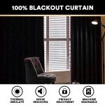 PrinceDeco Primitive Textured Linen 100% Blackout Curtains for Bedroom/Living Room Noise Reducing Window Treatment Curtain Drapes, Burlap Fabric with White Liner,Ivory, 52x84 Inch (2 Panels)