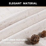 PrinceDeco Primitive Textured Linen 100% Blackout Curtains for Bedroom/Living Room Noise Reducing Window Treatment Curtain Drapes, Burlap Fabric with White Liner,Ivory, 52x84 Inch (2 Panels)