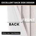 PrinceDeco Primitive Textured Linen 100% Blackout Curtains for Bedroom/Living Room Noise Reducing Window Treatment Curtain Drapes, Burlap Fabric with White Liner,Ivory, 52x84 Inch (2 Panels)