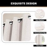 PrinceDeco Primitive Textured Linen 100% Blackout Curtains for Bedroom/Living Room Noise Reducing Window Treatment Curtain Drapes, Burlap Fabric with White Liner,Ivory, 52x84 Inch (2 Panels)