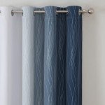 Estelar Textiler Full Room Darkening Greyish White and Navy Blue Blackout Curtains 63 Inch Length 2 Panels Set,Ombre Thermal Insulated Full Light Blocking Grommet Blackout Drapes for Boys Room,52Wx63L