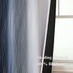 Estelar Textiler Full Room Darkening Greyish White and Navy Blue Blackout Curtains 63 Inch Length 2 Panels Set,Ombre Thermal Insulated Full Light Blocking Grommet Blackout Drapes for Boys Room,52Wx63L