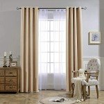 NICETOWN Biscotti Beige Blackout Curtains 84 inches Long for Bedroom - Thermal Insulated Solid Grommet Room Darkening Window Treatments Sound Reducing for Living Room (2 Panels, W52 x L84)