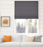 Arlo Blinds Thermal Room Darkening Fabric Roman Shades, Color: Graphite, Size: 22" W X 60" H, Cordless Lift Window Blinds