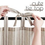 jinchan Tie Top Linen Kitchen Curtains 24 Inch Length Striped Tier Curtains Ticking Stripe Small Drapes for Living Room Bathroom Cafe Small Window Farmhouse Rustic Pinstripe Rod Pocket 2 Panels Taupe