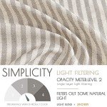 jinchan Tie Top Linen Kitchen Curtains 24 Inch Length Striped Tier Curtains Ticking Stripe Small Drapes for Living Room Bathroom Cafe Small Window Farmhouse Rustic Pinstripe Rod Pocket 2 Panels Taupe