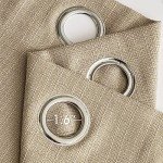MIULEE Taupe Faux Linen Textured Curtains 84 Inch Length 2 Panels Set for Living Room Bedroom Privacy Casual Weave Farmhouse Burlap Semi Sheer Grommet Top Light Filtering Window Drapes, W37 x L84