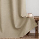 MIULEE Taupe Faux Linen Textured Curtains 84 Inch Length 2 Panels Set for Living Room Bedroom Privacy Casual Weave Farmhouse Burlap Semi Sheer Grommet Top Light Filtering Window Drapes, W37 x L84