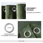 MIULEE Velvet Curtains Olive Green Elegant Grommet Curtains Thermal Insulated Soundproof Room Darkening Curtains/Drapes for Classical Living Room Bedroom Decor 52 x 63 Inch Set of 2