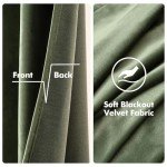 MIULEE Velvet Curtains Olive Green Elegant Grommet Curtains Thermal Insulated Soundproof Room Darkening Curtains/Drapes for Classical Living Room Bedroom Decor 52 x 63 Inch Set of 2