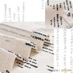 jinchan Boho Kitchen Curtains Linen Tier Curtains 36 Inches Bohemian Cafe Small Drapes Striped Mudcloth Farmhouse for Bathroom RV Camper Light Filtering Rod Pocket 2 Panels Black on Beige