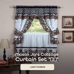 Printed Cottage Tier and Swag Window Curtain Set - 57 Inch Width, 24 Inch Length - Mason Jars - Light Filtering Drapes for Kitchen, Living & Dining Room by Achim Home Decor