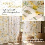 Lajode Kitchen Curtains 24 Inch Length 2 Panels, Floral Patterned Semi Sheer Light Filtering Vintage Farmhouse Basement Bathroom Half Window Short Cafe Curtains Rod Pocket, Yellow, Each 30 Inch Wide