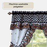 Printed Cottage Tier and Swag Window Curtain Set - 57 Inch Width, 24 Inch Length - Mason Jars - Light Filtering Drapes for Kitchen, Living & Dining Room by Achim Home Decor