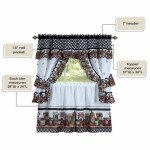 Printed Cottage Tier and Swag Window Curtain Set - 57 Inch Width, 24 Inch Length - Mason Jars - Light Filtering Drapes for Kitchen, Living & Dining Room by Achim Home Decor