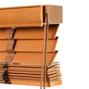 2" Slats Cordless Window Blinds Faux Wood Blind 20" 28" 32" 40" 48" 60" 64" 70'' Horizontal Wooden Venetian Blinds & Shades, Blackout Darkening Privacy Blinds for Bedroom Bathroom Living Room(Light br