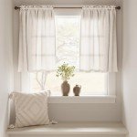 jinchan Beige Linen Kitchen Curtains 36 Inch Tier Curtains Farmhouse Cafe Light Filtering Small Window Drapes Flax Country Rustic Rod Pocket Bathroom Laundry Room RV 2 Panels Crude
