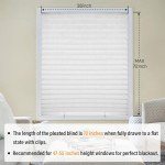 6 Packs Cordless Pleated Light Filtering Fabric Shade 36 in x 72 in Easy to Cut and Install Easy Lift Trim-at-Home White, Paper Blinds with 12 Clips
