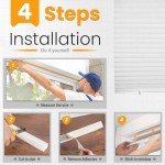 6 Packs Cordless Pleated Light Filtering Fabric Shade 36 in x 72 in Easy to Cut and Install Easy Lift Trim-at-Home White, Paper Blinds with 12 Clips