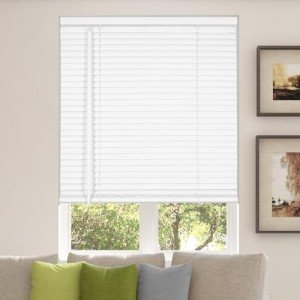 CALYX INTERIORS Room Darkening Vinyl Mini Blinds, Cordless, 1" Slat, 27.5" W x 60" H, White
